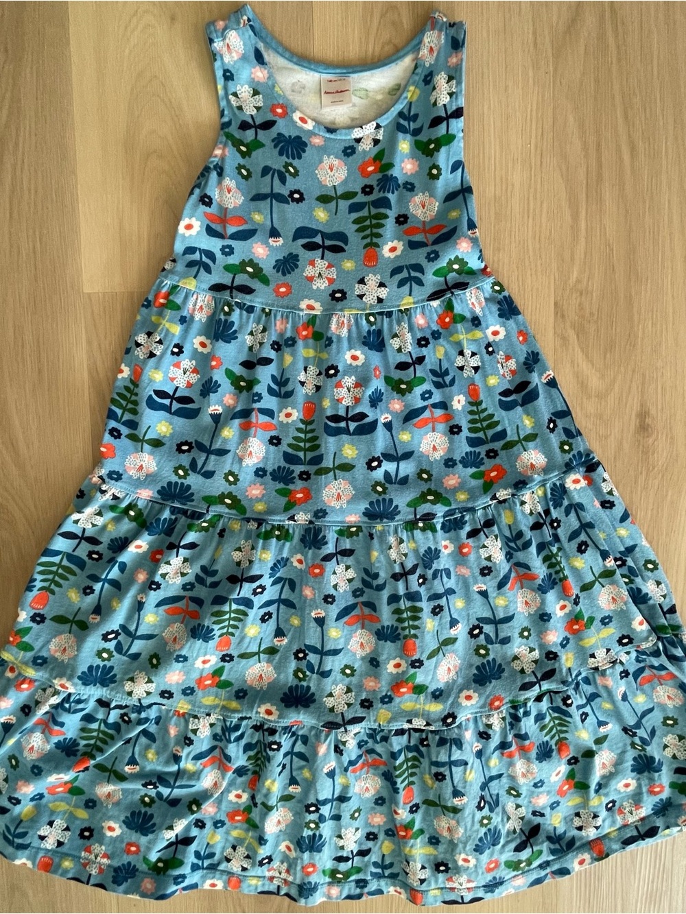 Hanna Andersson Blue Floral Tiered Knit Dress
